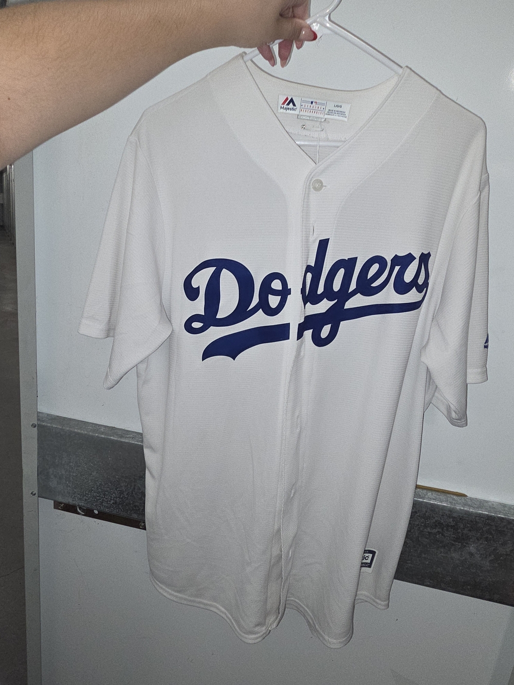 Majestic Los Angeles Dodgers 22 Kershaw White Button-Front Jersey